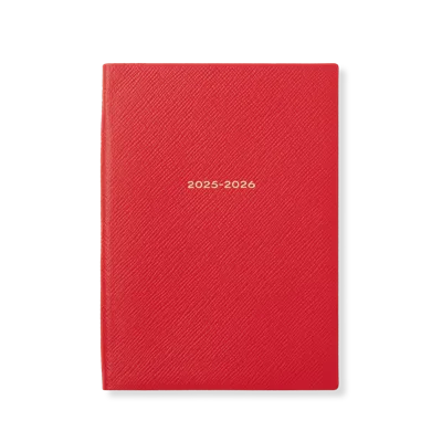 Smythson 2025-2026 Soho Weekly Diary In Panama In Scarlet Red