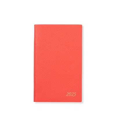 Smythson 2025 Panama Weekly Diary With Pocket In Bright Coral