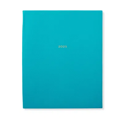 Smythson 2025 Portobello Weekly Vertical Agenda In Panama In Bright Turquoise