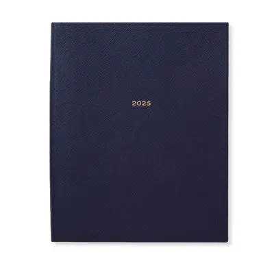 Smythson 2025 Portobello Weekly Vertical Agenda In Panama In Navy