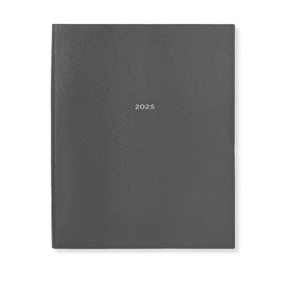 Smythson 2025 Portobello Weekly Vertical Agenda In Panama In Storm Grey