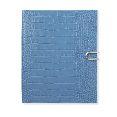 Smythson Portobello Notebook With Slide Closure In Mara In Nile Blue