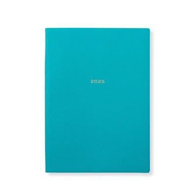 Smythson 2025 Soho Weekly Diary In Panama In Bright Turquoise