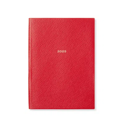 Smythson 2025 Soho Weekly Diary In Panama In Scarlet Red