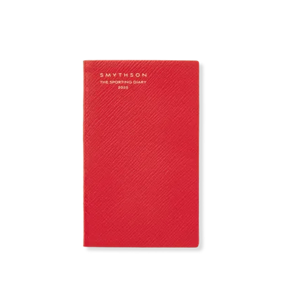 Smythson 2025 Sporting Weekly Diary In Panama In Scarlet Red