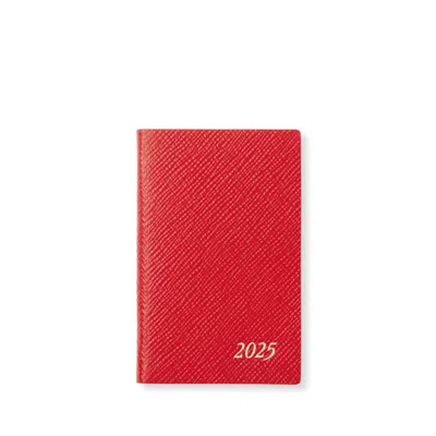 Smythson 2025 Wafer Weekly Agenda In Panama In Scarlet Red