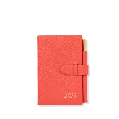 Smythson 2025 Wafer Weekly Diary With Pencil In Panama In Bright Coral
