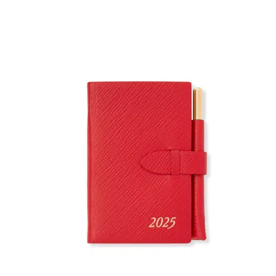 Smythson 2025 Wafer Weekly Diary With Pencil In Panama In Red