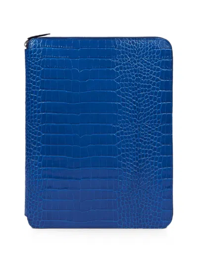 Smythson 2026-2027 Panama Croc-effect Leather Weekly Diary In Blue