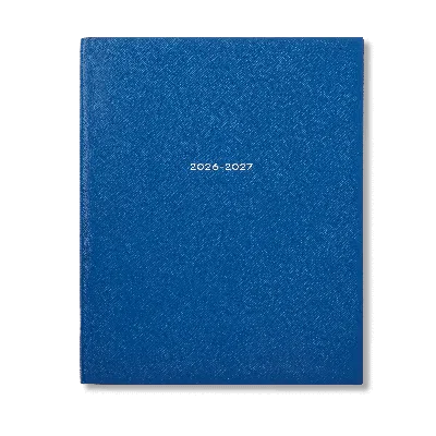 Smythson 2026-2027 Portobello Weekly Vertical Diary In Panama In Cerulean