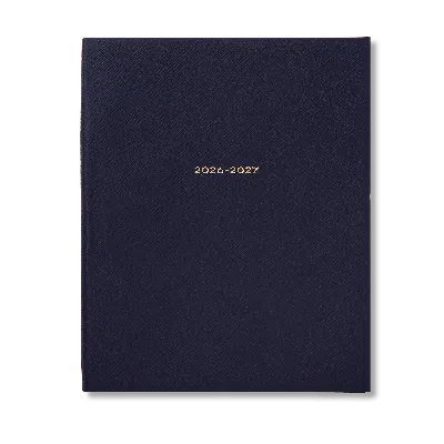 Smythson 2026-2027 Portobello Weekly Vertical Diary In Panama In Navy