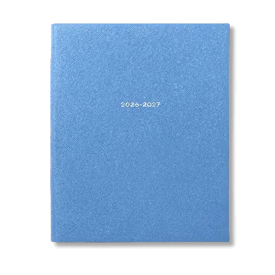 Smythson 2026-2027 Portobello Weekly Vertical Diary In Panama In Nile Blue