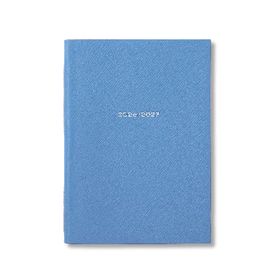 Smythson 2026-2027 Soho Weekly Diary In Panama In Nile Blue