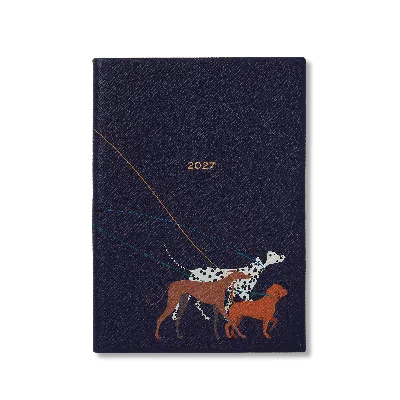 Smythson 2027 Dogs Soho Weekly Diary In Panama In Navy