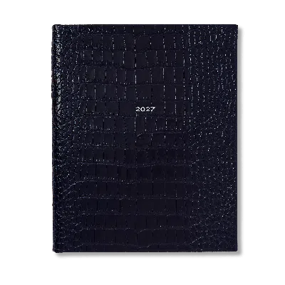 Smythson 2027 Kings Weekly Vertical Diary In Mara In Navy