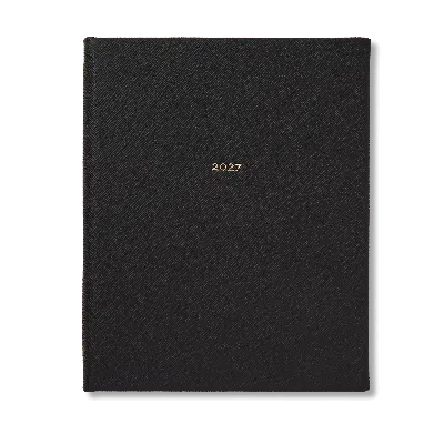 Smythson 2027 Kings Weekly Vertical Diary In Panama In Black