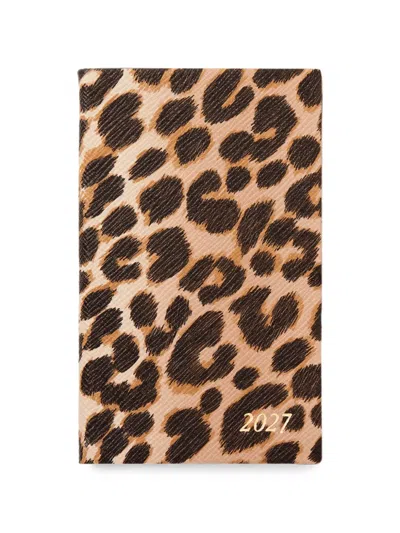 Smythson 2027 Panama Leopard-print Weekly Diary In Brown