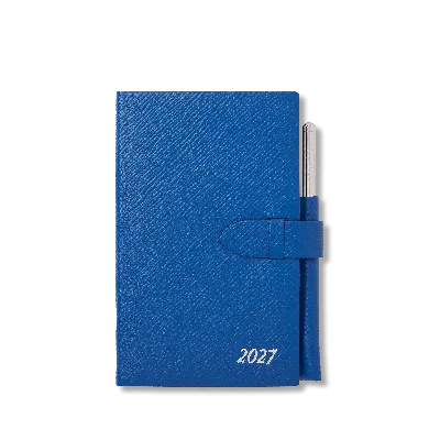 Smythson 2027 Panama Weekly Diary With Pencil In Cerulean