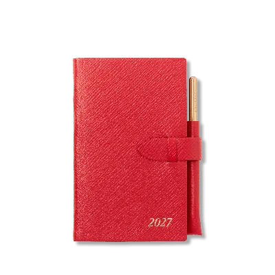 Smythson 2027 Panama Weekly Diary With Pencil In Scarlet Red