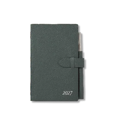 Smythson 2027 Panama Weekly Diary With Pencil In Slate Green