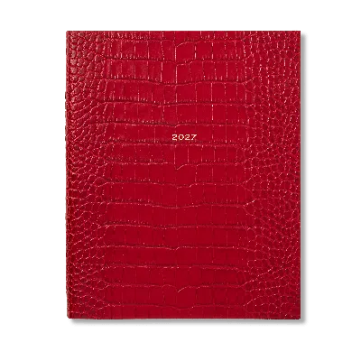 Smythson 2027 Portobello Weekly Vertical Diary In Mara In Scarlet Red