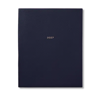 Smythson 2027 Portobello Weekly Vertical Diary In Panama In Navy