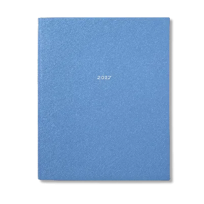 Smythson 2027 Portobello Weekly Vertical Diary In Panama In Blue