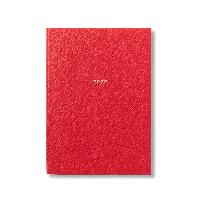 Smythson 2027 Soho Daily Diary In Panama In Scarlet Red