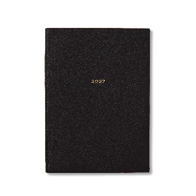 Smythson 2027 Soho Weekly Vertical Diary In Panama In Black