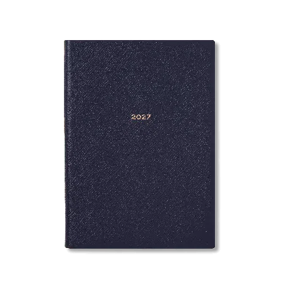 Smythson 2027 Soho Weekly Vertical Diary In Panama In Navy