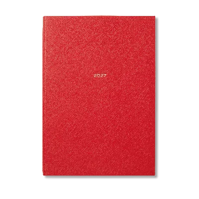 Smythson 2027 W1 Diary In Panama In Scarlet Red