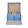 Smythson 3 Drawer Jewelry Box In Panama In Nile Blue