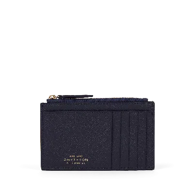 Smythson 8 Card Slot Coin Purse In Panama In Navy