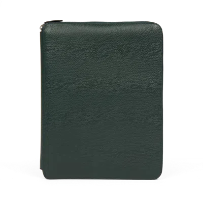 Smythson A4 Writing Folder With Zip In Ludlow In Green