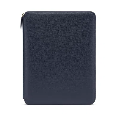 Smythson A4 Writing Folder With Zip In Ludlow In Navy