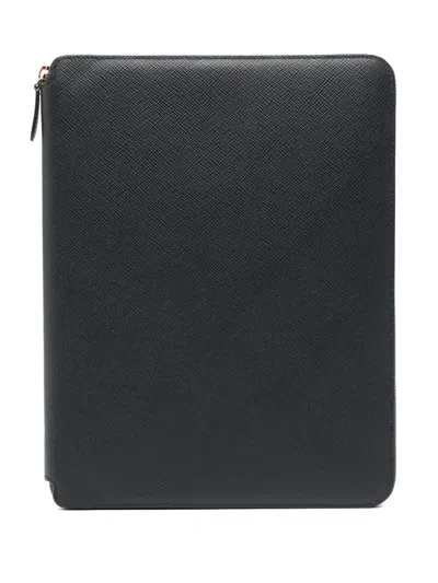 Smythson A4 Zip Fastening Folder In Black