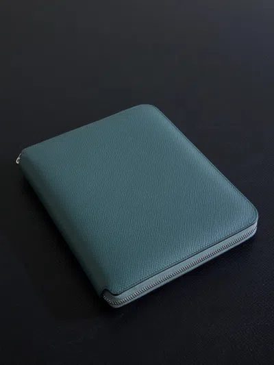 Smythson A5 Cross-grain Leather Zip Wallet In Green
