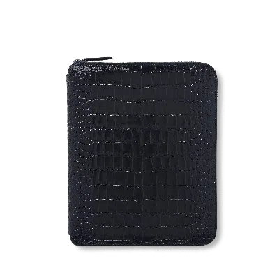 Smythson A5 Writing Folder With Zip In Mara In Navy