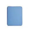 Smythson A5 Writing Folder With Zip In Panama In Nile Blue