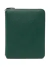 Smythson A4 Writing Folder With Zip In Panama In Green