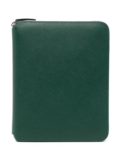 Smythson A4 Writing Folder With Zip In Panama In Forest
