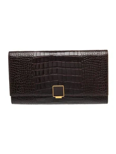 Pre-owned Smythson Alligator Clutch In Black