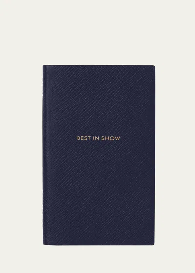Smythson Best In Show Cross-grain Leather Notebook In Navy