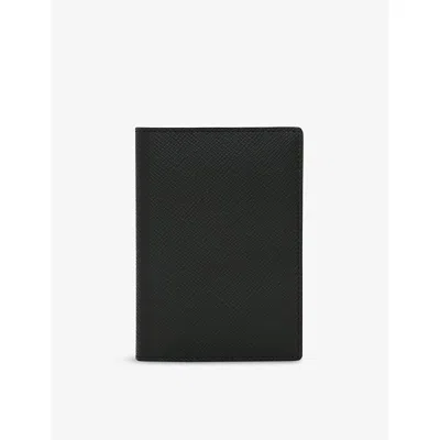 Smythson Grained Leather Passport Cover Black