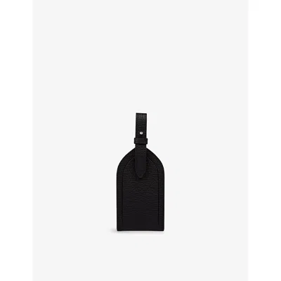 Smythson Black Ludlow Leather Luggage Tag