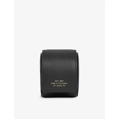 Smythson Panama Leather Single Watch Roll In Black