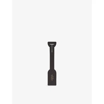 Smythson Black Panama Leather Travel Tag