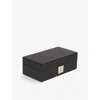 Smythson Panama Lockable Leather Watch And Cufflink Box Black In Black