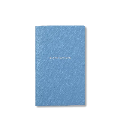 Smythson Blank Canvas Panama Notebook In Nile Blue