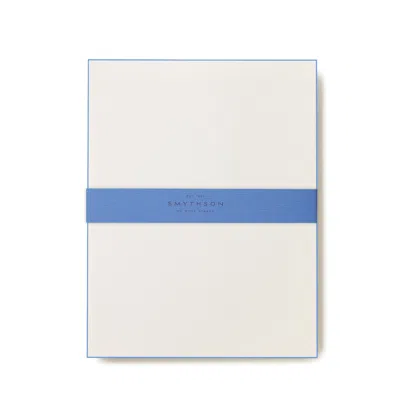 Smythson Bordered Kings Writing Paper In Nile Blue